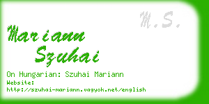 mariann szuhai business card